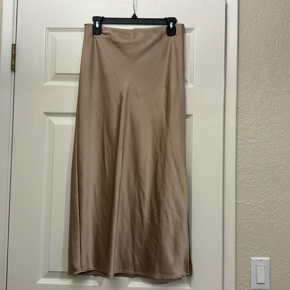Gold Satin/Silk Like Maxi Skirt